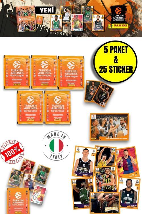Panini 2024-25 Turkish Airlines Euroleague Sticker 5 Paket  (25 Adet Sticker)