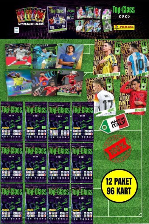 Panini Adrenalyn Top Class - 2025 Official Trading Card Futbolcu Kartları - 12 PAKET (96 KART)