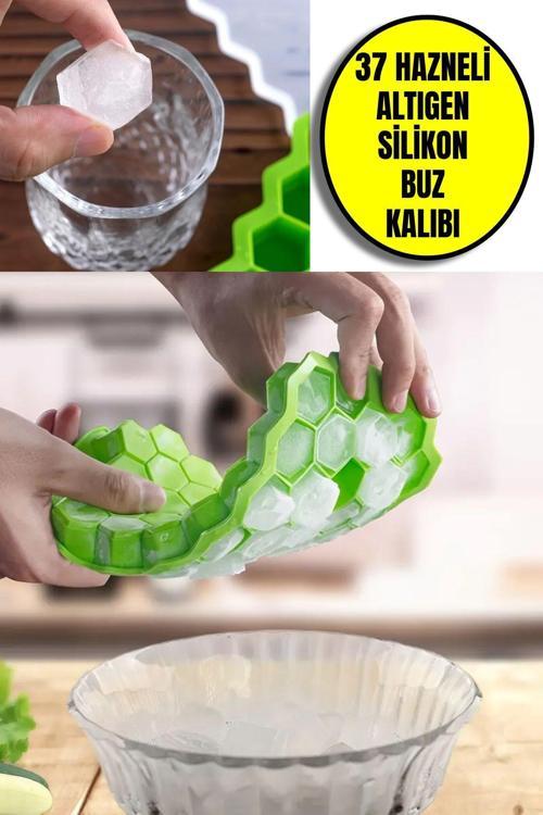 Pratik Petek Şeklinde Altıgen Silikon Buz Kalıbı | Silikon Yapışmaz Buzluk | Petek Buz Küpü