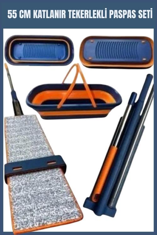 55 cm Katlanır Kovalı Kendinden Sıkmalı Lüks Mop Kovalı Mop
