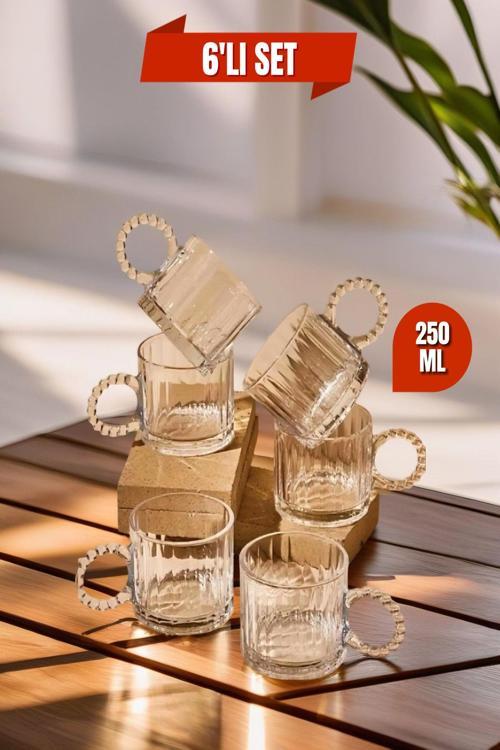 6 Adet Bonbon Borosilikat Çay Bardağı, Isıya Dayanıklı Sunum Bardağı (250 ml)