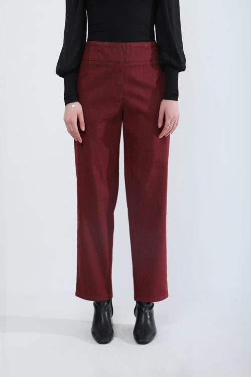 Kadın Beli Lastikli Likralı Esnek Jean Pantolon Bordo
