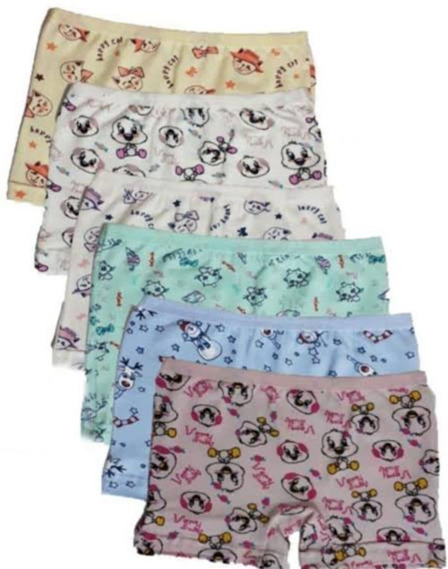 3400 KIZ ÇOCUK RENKLİ DESENLİ BOXER 6 ADET