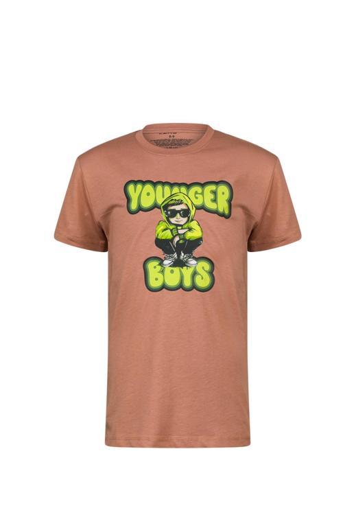 Aja Çocuk Baskılı  T-Shirt Kahve 214