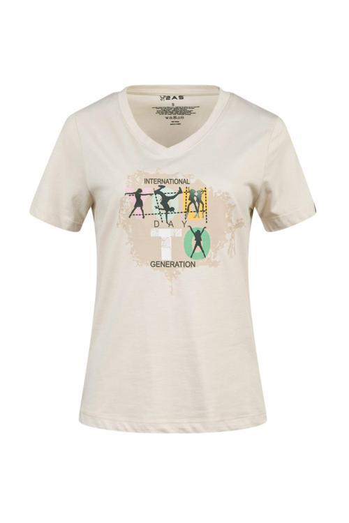 Alone Baskılı V Yaka Kadın T-Shirt 403