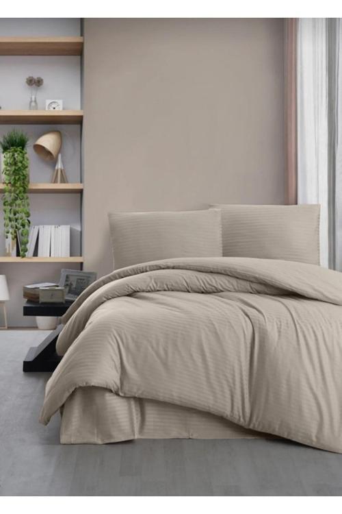 Saten Nevresim Takımı Çift Kişilik Otel Ve Ev Tipi 2 Yastık Kılıfı Ve Çarşafı Lastiksiz