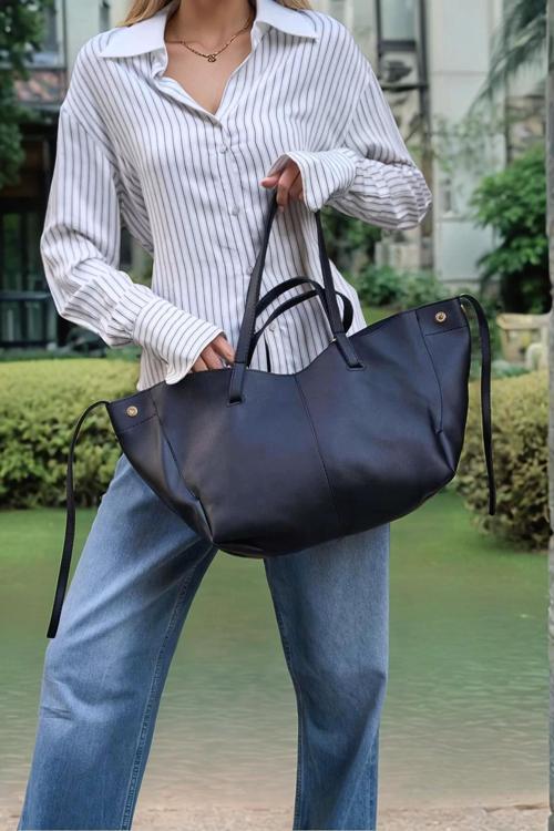 Kadın Şık Büyük Boy Suni Deri Çanta Omuz El Ayarlanabilir Askı Şık Görünüm Dayanıklı Malzeme