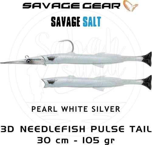 3D Needlefish Pulsetail 2+1 30cm 105gr Pearl White Silver