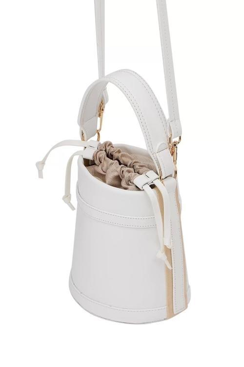 Kadın Şık Büzgülü Kova Çanta El Ve Omuz Kullanımı Vegan Deri Mükemmel Uyum Dayanıklı Malzeme