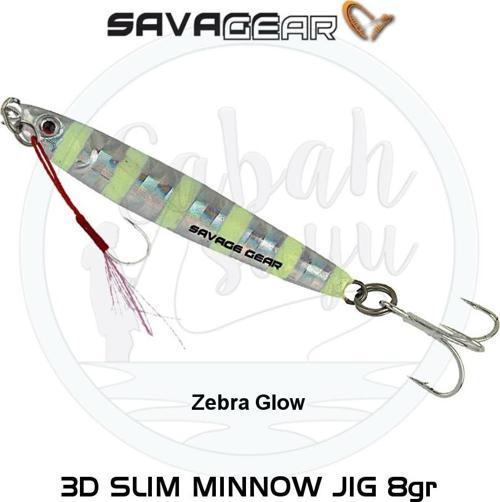 3D Slim Minnow Baby Jig 8g 5.4cm Zebra Glow