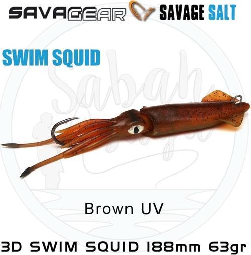 3D Swim Squid 188mm 63gr (1 Adet) Brown UV