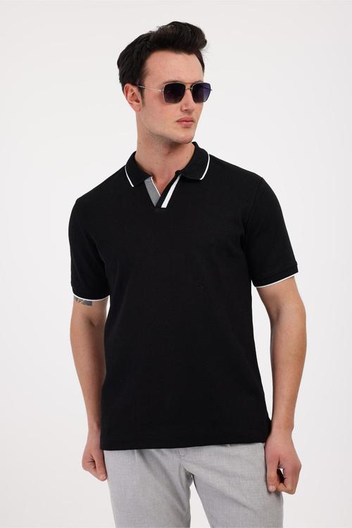 AUDAX Polo Yaka Pamuklu Tişört - Siyah