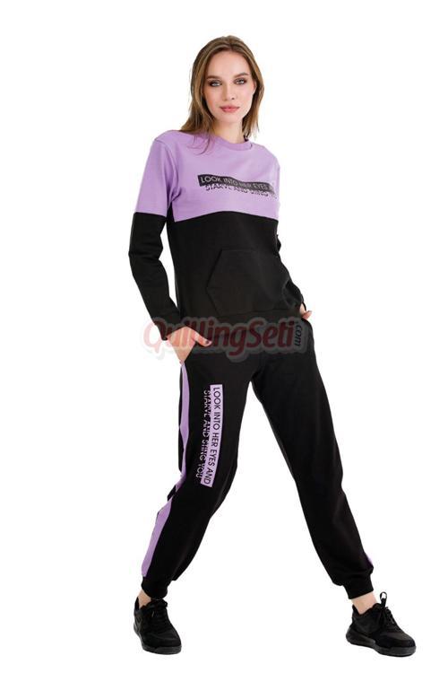 Uzun Kol Lady 22018 Kadın Siyah Renk Spor Eşofman Takımı