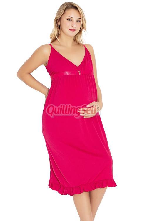 Pembe Renk Asklılı Kol 54482 Lohusa Hamile Gecelik, Hamile Elbisesi