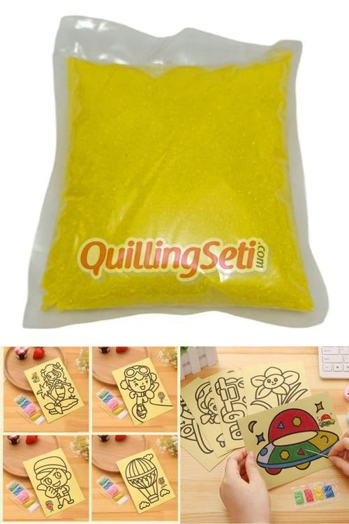 Sarı Renk Kum Boyama Kumu, Seti Aktivite Kumu, Oyun Kumu, Dekoratif Renkli Kum 500Gr