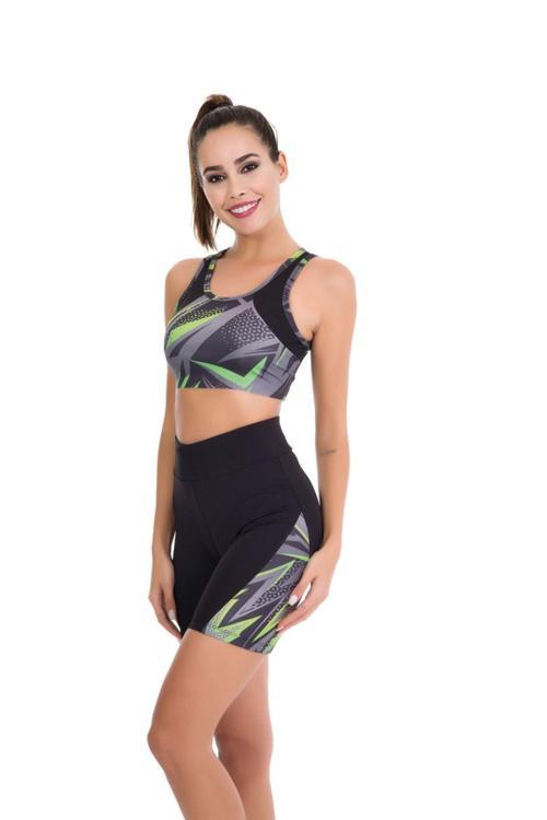 Siyah Renk Lady 4014 Kadın Kısa Tayt Büstiyer Spor Takım