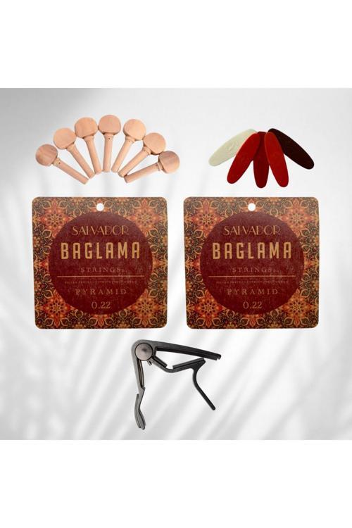 2 Takım Bağlama Teli Mızrap Tezene Seti Burgu Kulağı Tam Set (0.20 Uzun Sap)