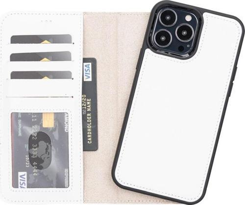 Apple iPhone 13 Pro Max Uyumlu Deri Cüzdanlı Kılıf F3 Beyaz