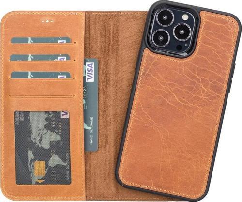 Apple iPhone 13 Pro Max Uyumlu Deri Cüzdanlı Kılıf G19 Taba