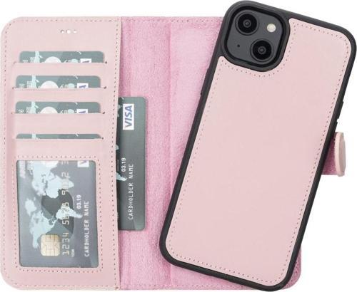 Apple iPhone 14 Plus Uyumlu Deri Cüzdanlı Kılıf MWWN NU2 Pembe