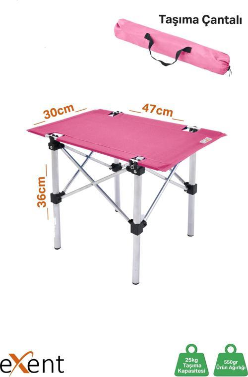 32x47 cm Mini Tekstil Kamp Sehpası, Kamp, Piknik, plaj masası, Katlanır taşıma çantalı sehpa-PEMBE