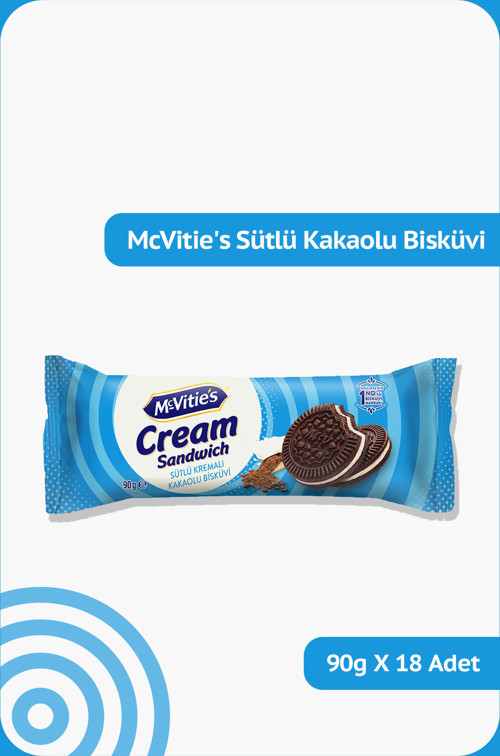 McVitie's Bitter Çikolatalı & Sütlü Kremalı Bisküvi - 90 gram - 18 Adet