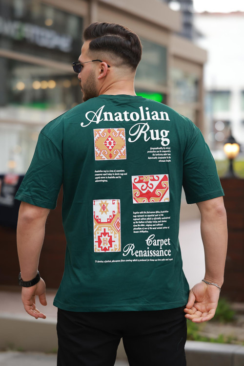 Nefti Anatolian Rug Sırtı Baskı Detaylı Oversize Kısa Kollu Tişört- 2520