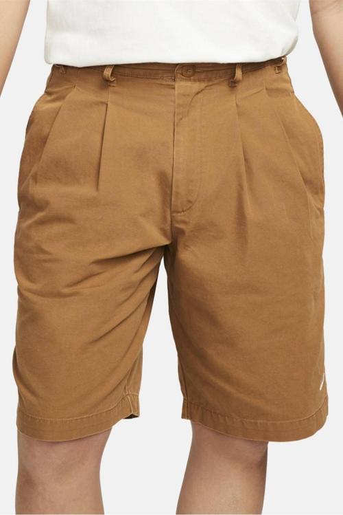 Sportswear Life Pleated Chino Kanvas Erkek Şort Kahverengi