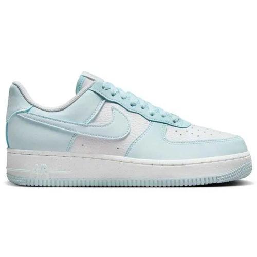 Air Force 1 AF1 07 Next Nature Leather Sneaker White Blue Hakiki Deri Günlük Spor Ayakkabı Beyaz Mavi