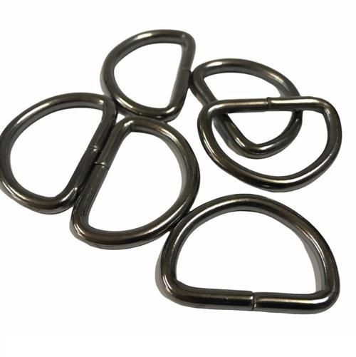 D Metal Halka, Çanta Sapı İçin D Halka 5 Adet Siyah Nikel 3 cm