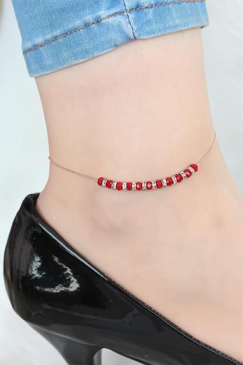Bordo Taşlı Rose Hal Hal SL11638