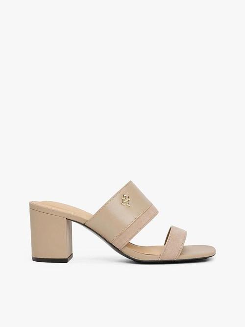 LEATHER & SUEDE BLOCK HEEL MULE Kadın Terlik FW0FW08530AFE