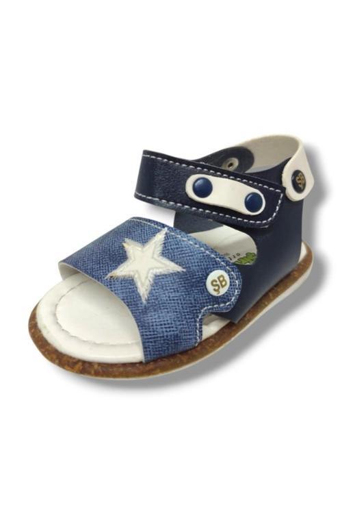 Şirinbebe 1567-20 Anatomik Yıldız Desen Cirtli Erkek Çocuk Sandalet Lacivert Mavi 18-20