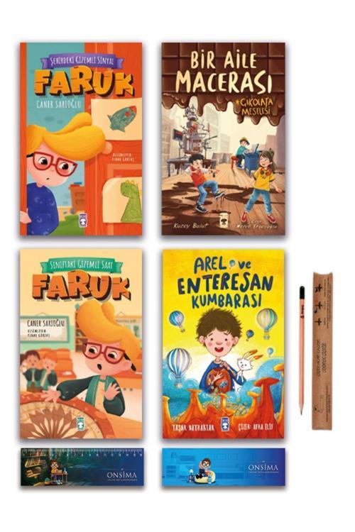Timaş Çocuk Arel Ve Enteresan Kumbarası - Bir Aile Macerası - Faruk Set 4 Kitap