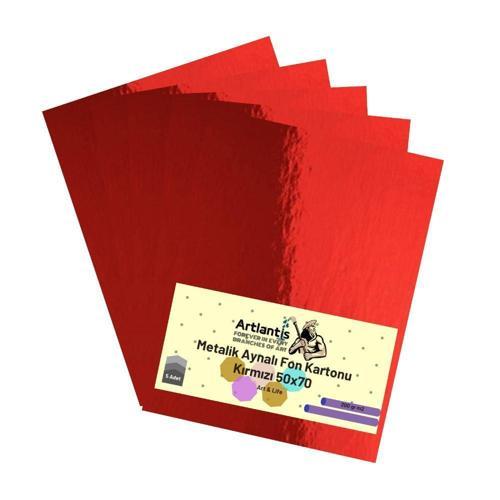 Kırmızı 50x70 Metalik Aynalı Fon Kartonu 5 Adet 1 Paket Artlantis Aynalı Metalik Fon Kartonu