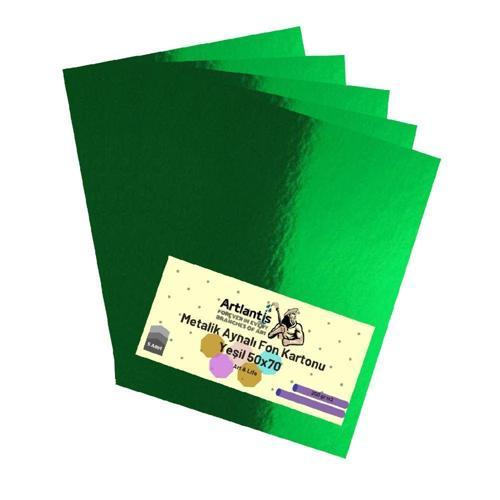Yeşil 50x70 Metalik Aynalı Fon Kartonu 5 Adet 1 Paket Artlantis Aynalı Metalik Fon Kartonu