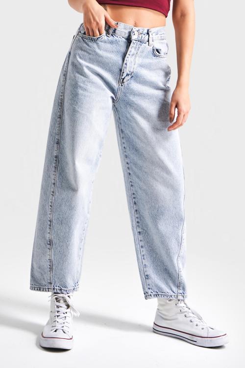 Kadın Snow Kot Rengi Carrot Fit Rahat Kalıp Yüksek Bel Denim