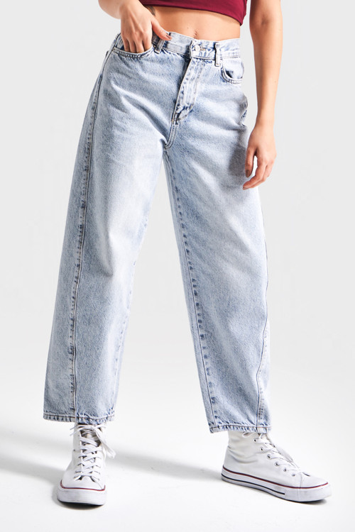 Kadın Snow Kot Rengi Carrot Fit Rahat Kalıp Yüksek Bel Denim