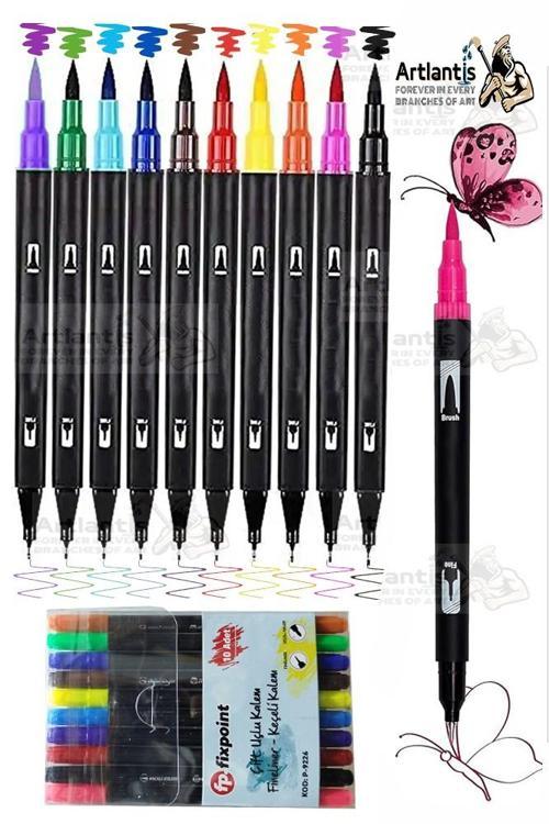 Fineliner 10 Lu Çift Taraflı İnce Uçlu Kalem 1 Paket 10 Renk 0.4 Mm Keçe Uçlu Kalem Renkli İşaretleme Yazı Kalemi