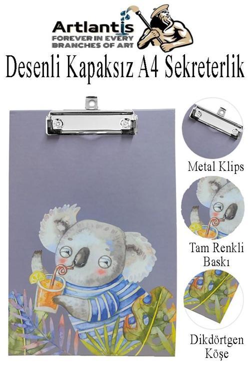 Desenli Sekreterlik Kapaksız A4 1 Adet Renkli A4 Kapaksız Sekreterlik Klipsli Metal Mekanizmalı 80 Yaprak Kapasiteli