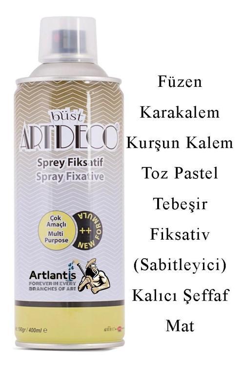 Fiksatif 400 ml Sprey Artdeco 1 Adet Füzen Karakalem Toz Pastel Tebeşir Sabitleyici Kalıcı Şeffaf Mat