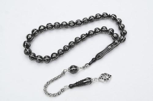 Oltu Taşı Küre Karpuz Baklava Bilek Boy İşlemeli Tespih