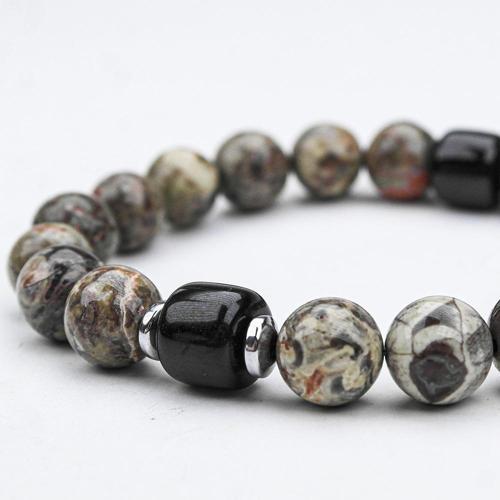 KAR TANESİ OPSİDYEN VE OLTU TAŞI LASTİKLİ BİLEKLİK