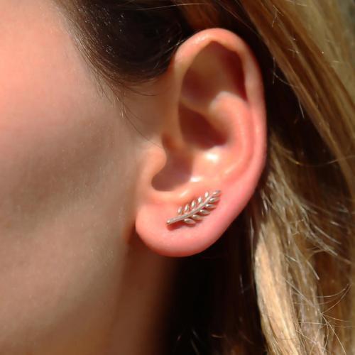 Başak Modeli Rose Gold Kaplama Gümüş Küpe