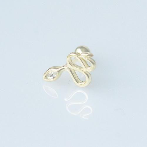 Zirkon Taşlı Serpent Modeli Gold Kaplama Gümüş Tragus