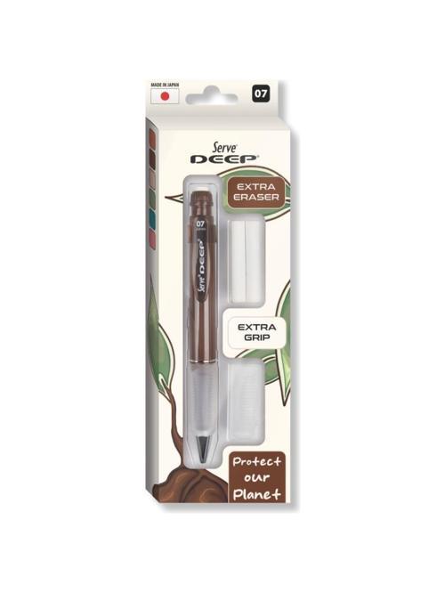 Deep Kalem Grip Silgi Yedekli Set 07 Mm Kahverengi