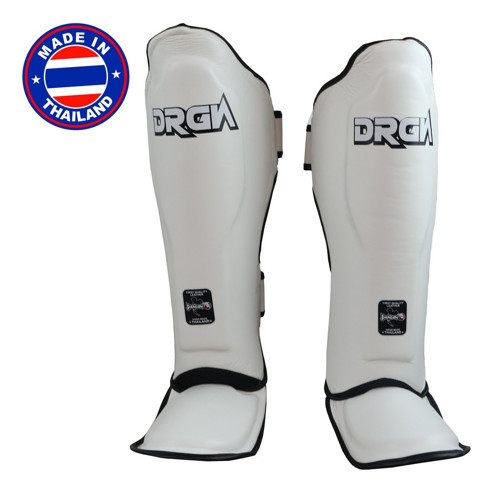 DRGN-T51 Hakiki Deri Kaval Koruyucu Beyaz Profesyonel Kick Boks Kaval Koruyucu