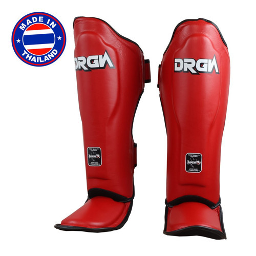 DRGN-T51 Hakiki Deri Kaval Koruyucu Kırmızı Profesyonel kickboks Kaval Koruyucu