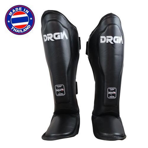 DRGN-T51 Hakiki Deri Kaval Koruyucu Siyah Profesyonel Kick Boks Kaval Koruyucu