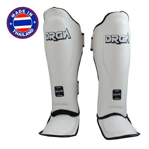 DRGN-T51 Hakiki Deri Kaval Koruyucu Beyaz Profesyonel Kick Boks Kaval Koruyucu